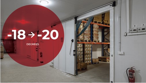 Frozen storage facility maintained at minus 18 to 20 degrees Celsius